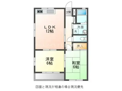 コーポ宿B棟(2LDK/1階)の間取り写真