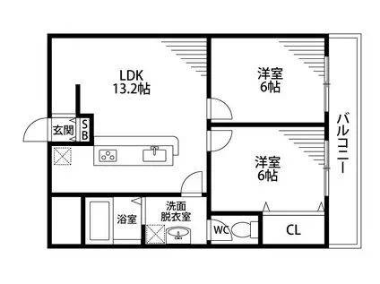 レジデンス松栄I(2LDK/8階)の間取り写真