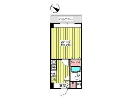 アパートメント大倉NO1(1K/2階)の間取り写真