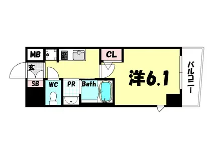 エステムコート神戸元町IIブリーズ(1K/3階)の間取り写真