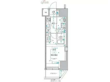 クオリタス品川南(1K/11階)の間取り写真