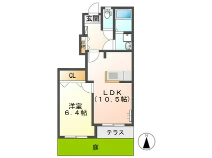 アジュール(1LDK/1階)の間取り写真