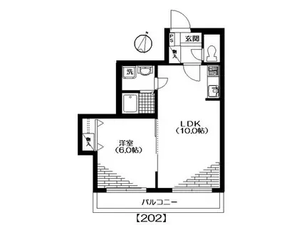 ベネレイト幡ヶ谷(1LDK/2階)の間取り写真