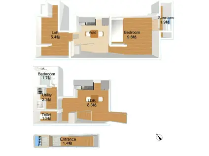 フロマージュ東中野(1LDK/2階)の間取り写真