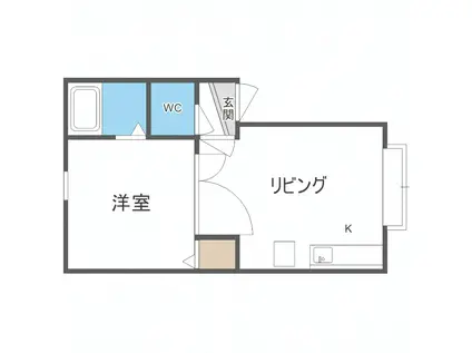 ステージ南8条II(1DK/2階)の間取り写真