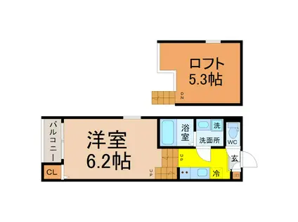 ハーモニーテラス切戸町III(1K/1階)の間取り写真