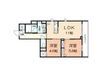 ソルメゾン元橋本(2LDK/2階)の間取り写真