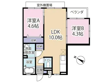 リバーサイドガーデン・H(2LDK/3階)の間取り写真