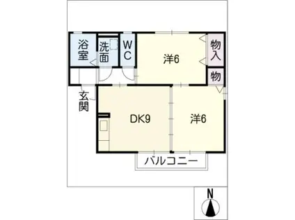 フォレストコート(2DK/2階)の間取り写真