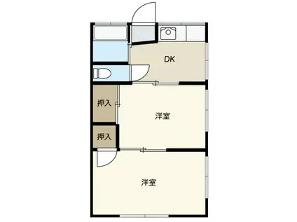 港南ほほえみ荘(2DK/2階)の間取り写真