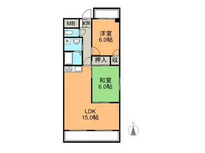 カーサJIN(2LDK/2階)の間取り写真