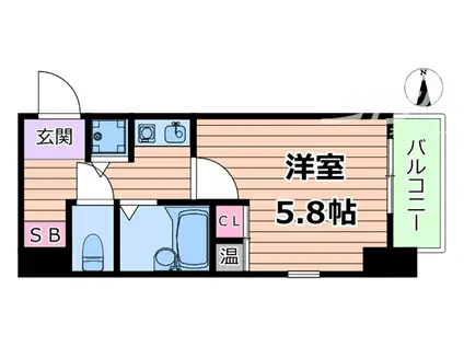 シティーライフディナスティ新大阪(1K/7階)の間取り写真