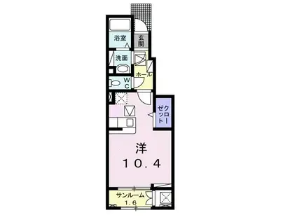 イル ヴェント ヴェルデ(ワンルーム/1階)の間取り写真