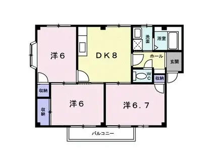 アイボリー(3DK/1階)の間取り写真