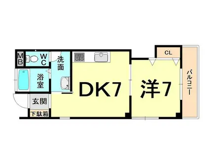 エンジェル坂下(1DK/2階)の間取り写真