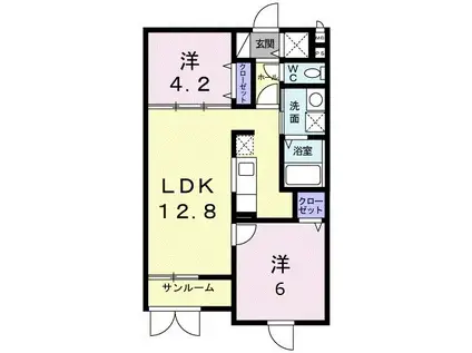 ベル プロムナード(2LDK/1階)の間取り写真