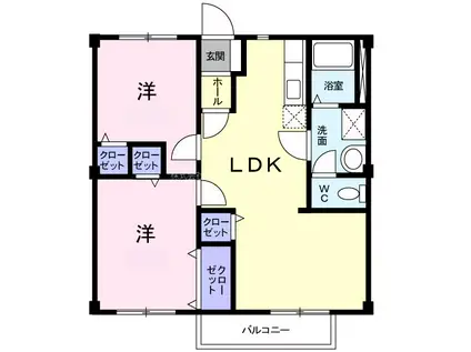 YTファミリーシティA(3DK/2階)の間取り写真