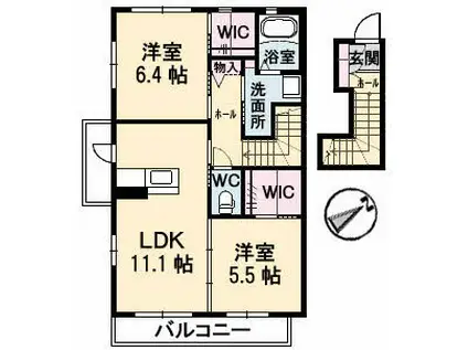 シャーメゾン真彩N50(2LDK/2階)の間取り写真