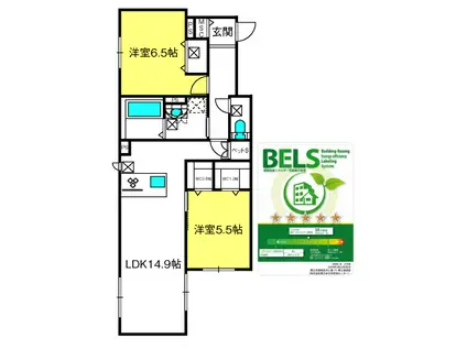 オーベルウエスト(2LDK/1階)の間取り写真