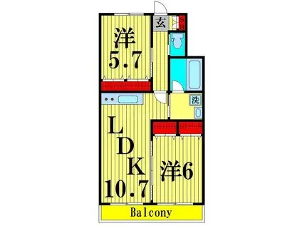 MKコーポ綾瀬(2LDK/1階)の間取り写真