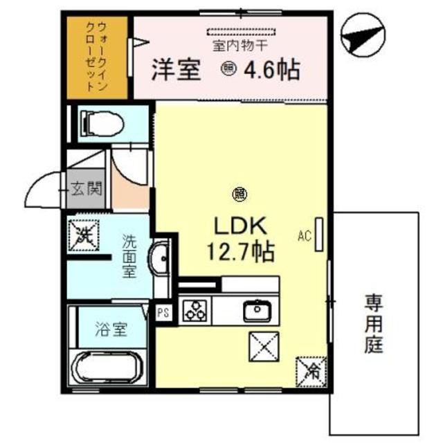D-ROOMいえまる(1LDK/1階)の間取り写真