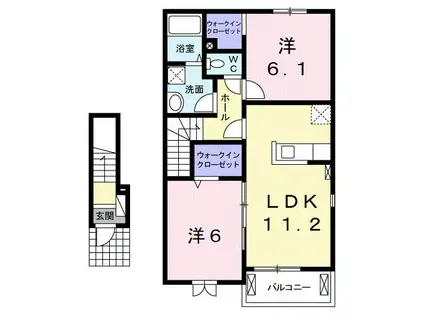 カーサ モデルノ(2LDK/2階)の間取り写真