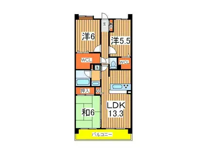 INSURANCE BLDG.8(3LDK/2階)の間取り写真