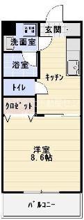 ヴェルデコート(1K/2階)の間取り写真