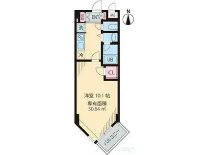 ビイルーム自由が丘(1K/4階)の間取り写真