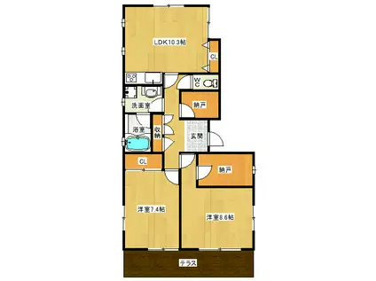 サンハイツ山本(2LDK/1階)の間取り写真