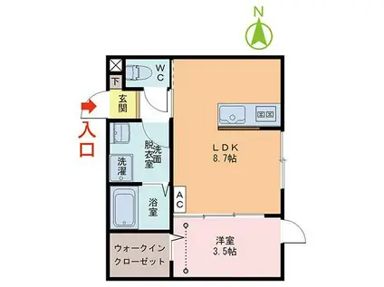MOLTE(1LDK/1階)の間取り写真