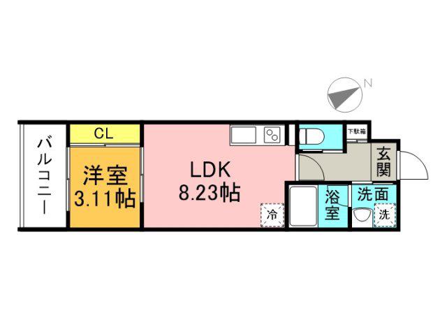 YELLSTAGE長束ウエスト(1LDK/1階)の間取り写真