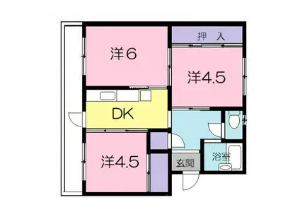ヴィラナリー三原3号棟(3K/4階)の間取り写真