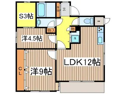 西武池袋線 中村橋駅 徒歩10分 3階建 築36年(2SLDK/1階)の間取り写真