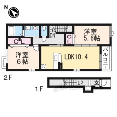 RIRIAVII 1(2LDK/2階)の間取り写真