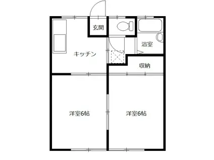 第一ウエマツハイツ(2K/2階)の間取り写真