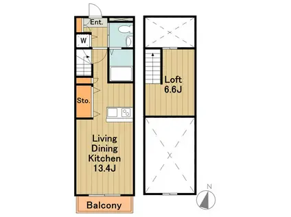 スカイスイート(1LDK/2階)の間取り写真