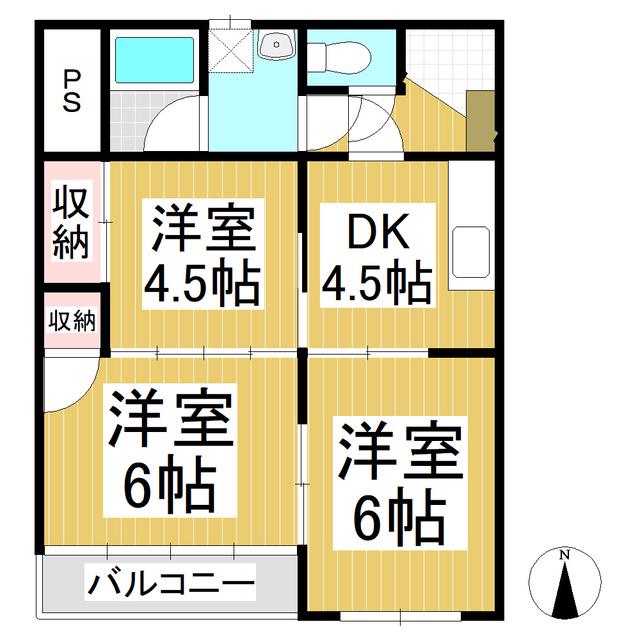 村越第一マンション(3DK/2階)の間取り写真