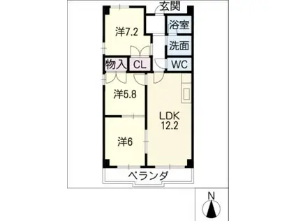 グレードハイツ新守山II(3LDK/3階)の間取り写真
