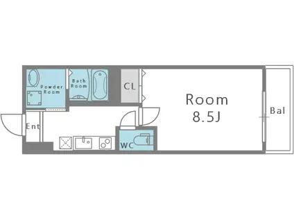フジパレス針中野湯里(1K/2階)の間取り写真