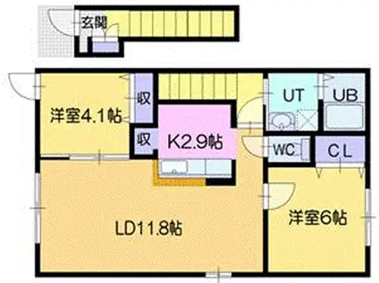 ウェルピアピープルストリート(2LDK/2階)の間取り写真