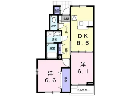 サンホ-プ(2DK/1階)の間取り写真