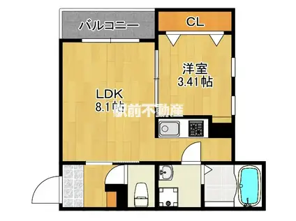 CHERIM吉塚(1LDK/3階)の間取り写真