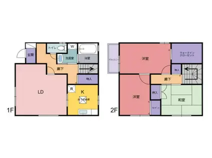 北井タウンハウスC(3LDK/1階)の間取り写真