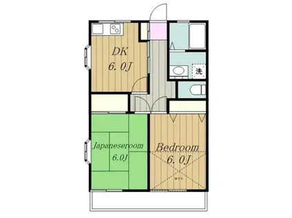 メイプルハイム(2DK/2階)の間取り写真