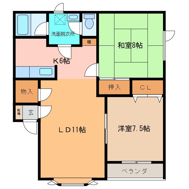 コーポ中村(2LDK/2階)の間取り写真