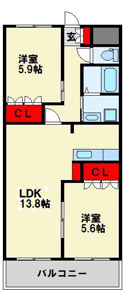 VERS LAVENIR(2LDK/1階)の間取り写真