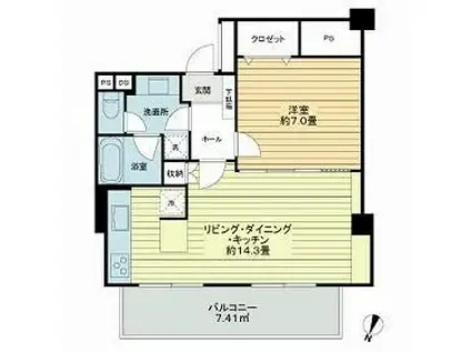 NK麹町コータース(1LDK/9階)の間取り写真