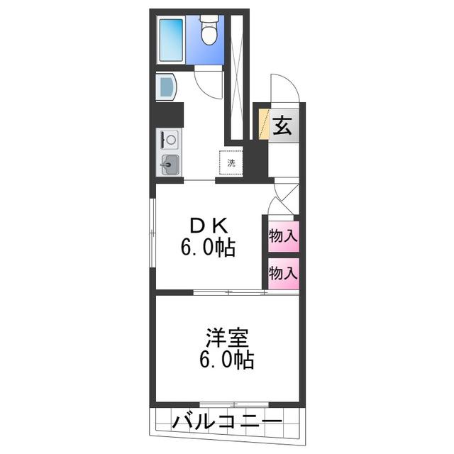 シティアーク北新(1DK/2階)の間取り写真