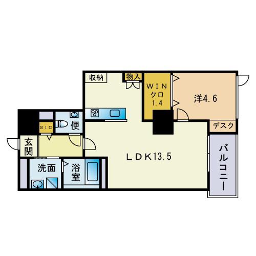 S-FORT警固タワー(1LDK/20階)の間取り写真